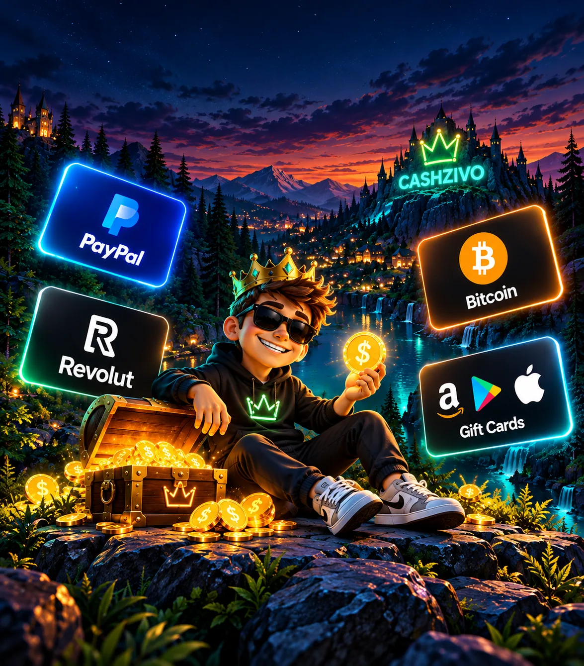 CASHZIVO crown prince with treasure and rewards