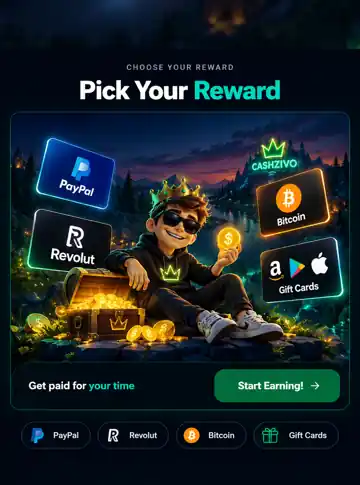 Pick Your Reward: PayPal, Revolut, Bitcoin and gift cards, with CASHZIVO branding
